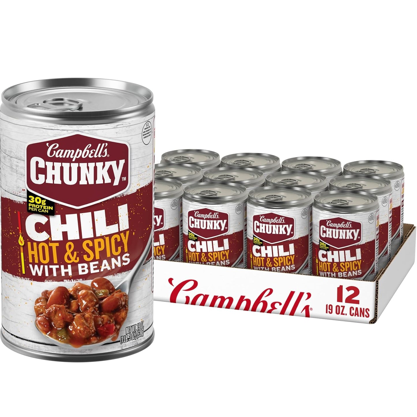 Campbell's Chunky Hot & Spicy Chili with Beans, 12 Count