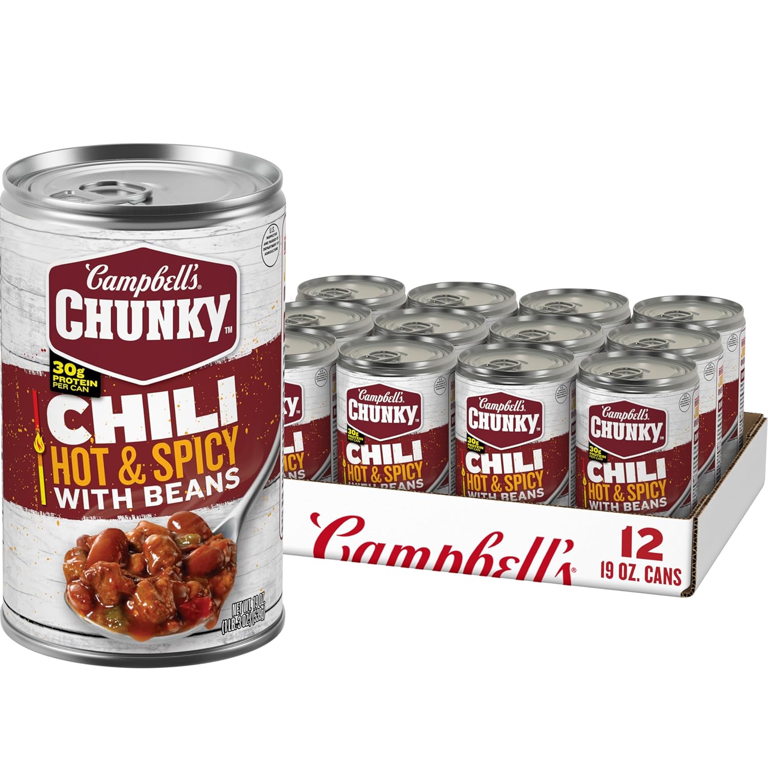 Campbell's Chunky Hot & Spicy Chili with Beans, 12 Count