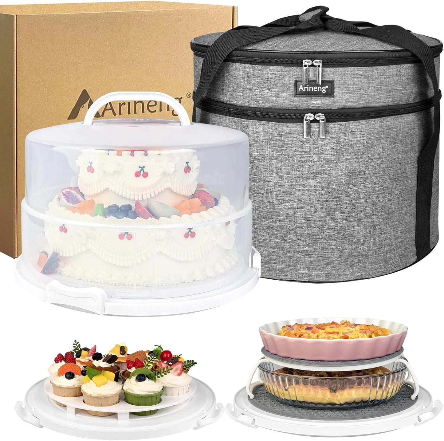 12 Inch Cake Carrier with Lid & Handle for Easy Transport