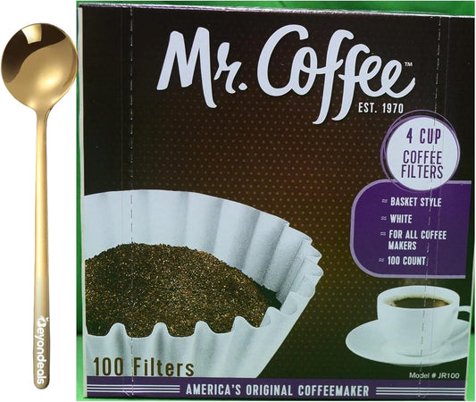 Beyondeals Golden Spoon + 4 Cup Basket Filters - Enhanced Flavor