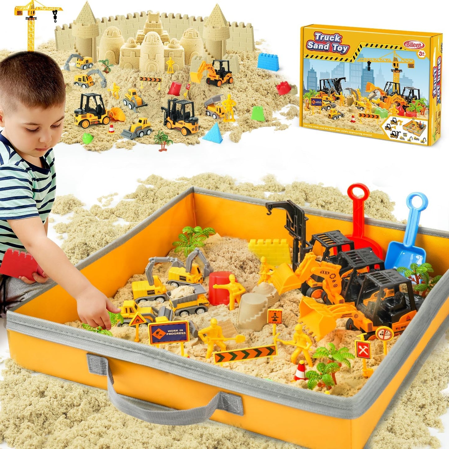 Sand Construction Kit with Foldable Sandbox and Magic Sand