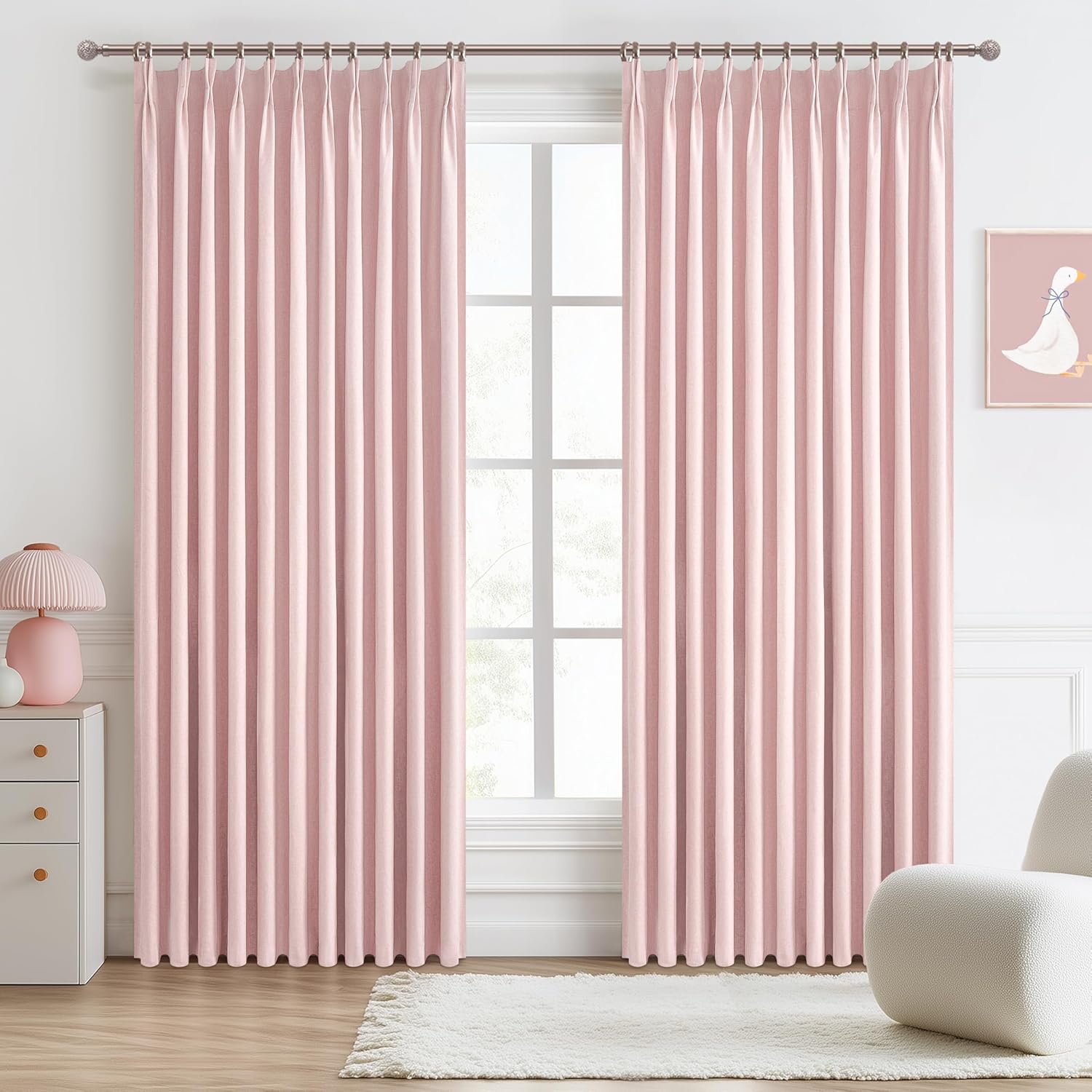 Baby Pink Blackout Curtains for Girls Bedroom - 70 Inch Set