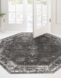 6 ft 1 in Octagon Dark Gray Ivory Area Rug - Sofia Collection