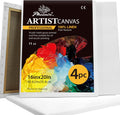 PHOENIX Large Belgian Linen Canvas for Oil Painting - 16x20 4 Pack