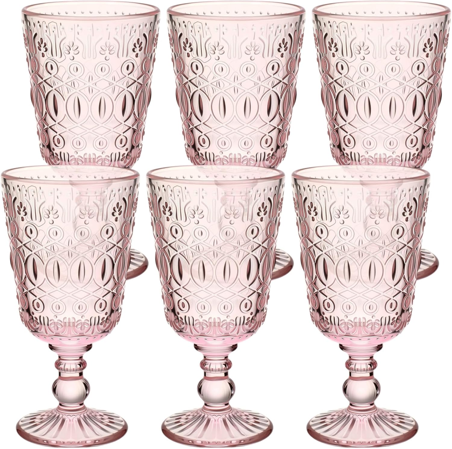 Vintage Pink Wine Glasses Set of 6 for Elegant Occasions
