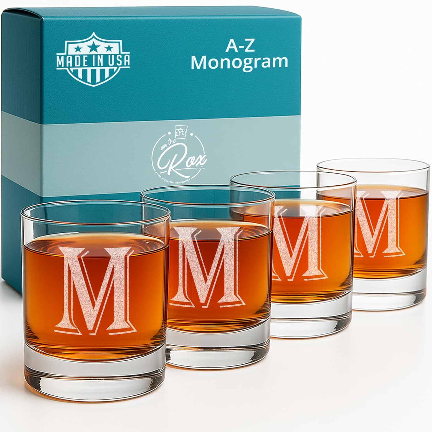 Engraved Heavy Base Rocks Glasses Set for Whisky Lovers