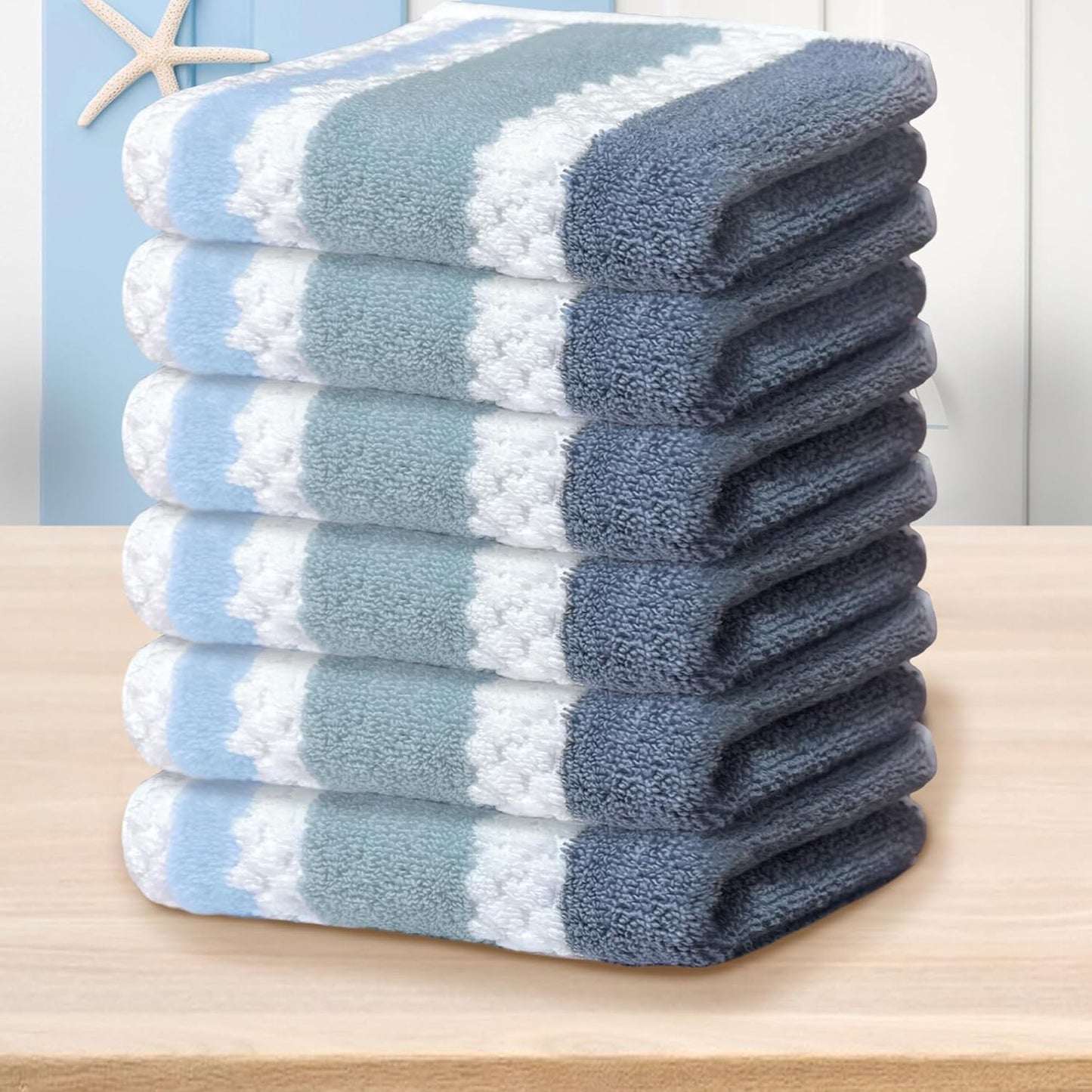 Waffle Washcloths 6 Pack for Bathroom - Quick Dry & Thick