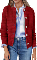Women's 2025 Cropped Cardigan Sweater - Soft Knit Crew Neck