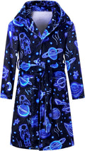 Funnycokid Boys Hooded Fleece Bathrobe Flannel Pajamas - Cozy