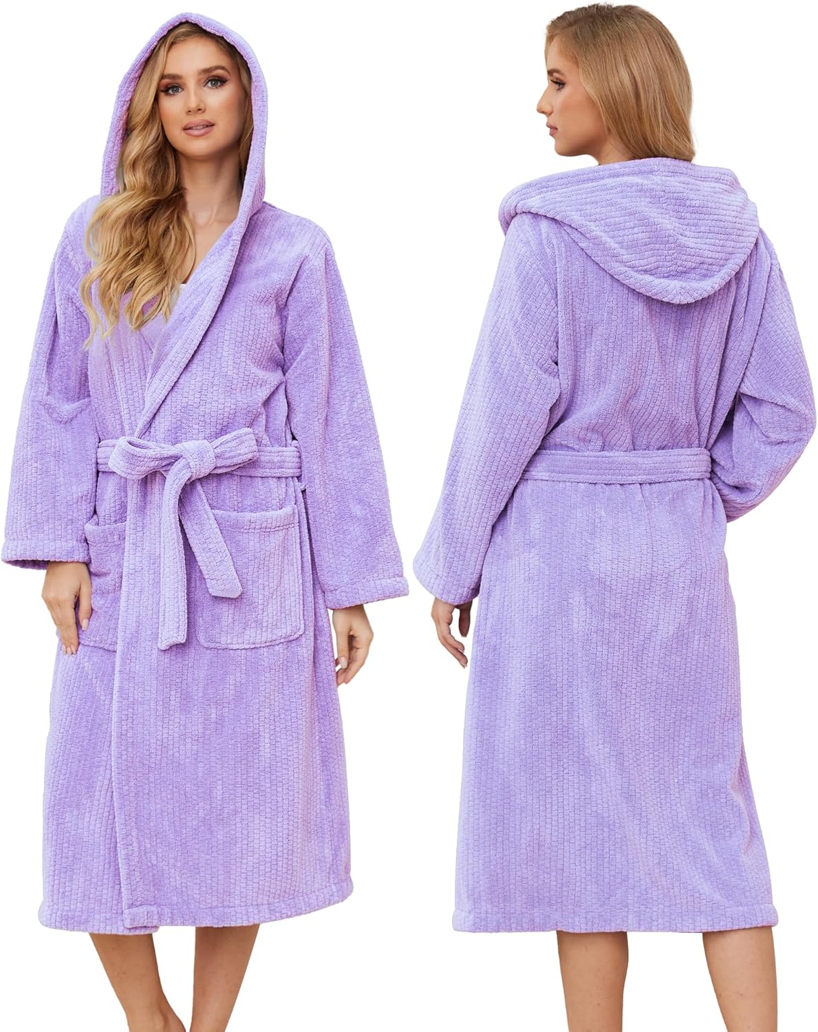 Hooded Bathrobes for Women - Soft Long Towel Robes Quick Dry