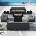 13 Pieces Patio Furniture Set with 44ft Propane Gas Fire Pit Table