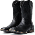 Men's Ostrich-Embossed Western Cowboy Boots - Wide & Slip Resistant