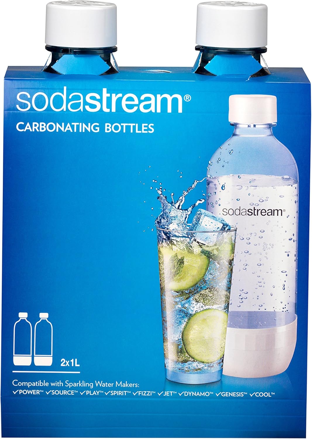 SodaStream 1L Classic Carbonating Bottle - Twin Pack for Fizz on Demand!