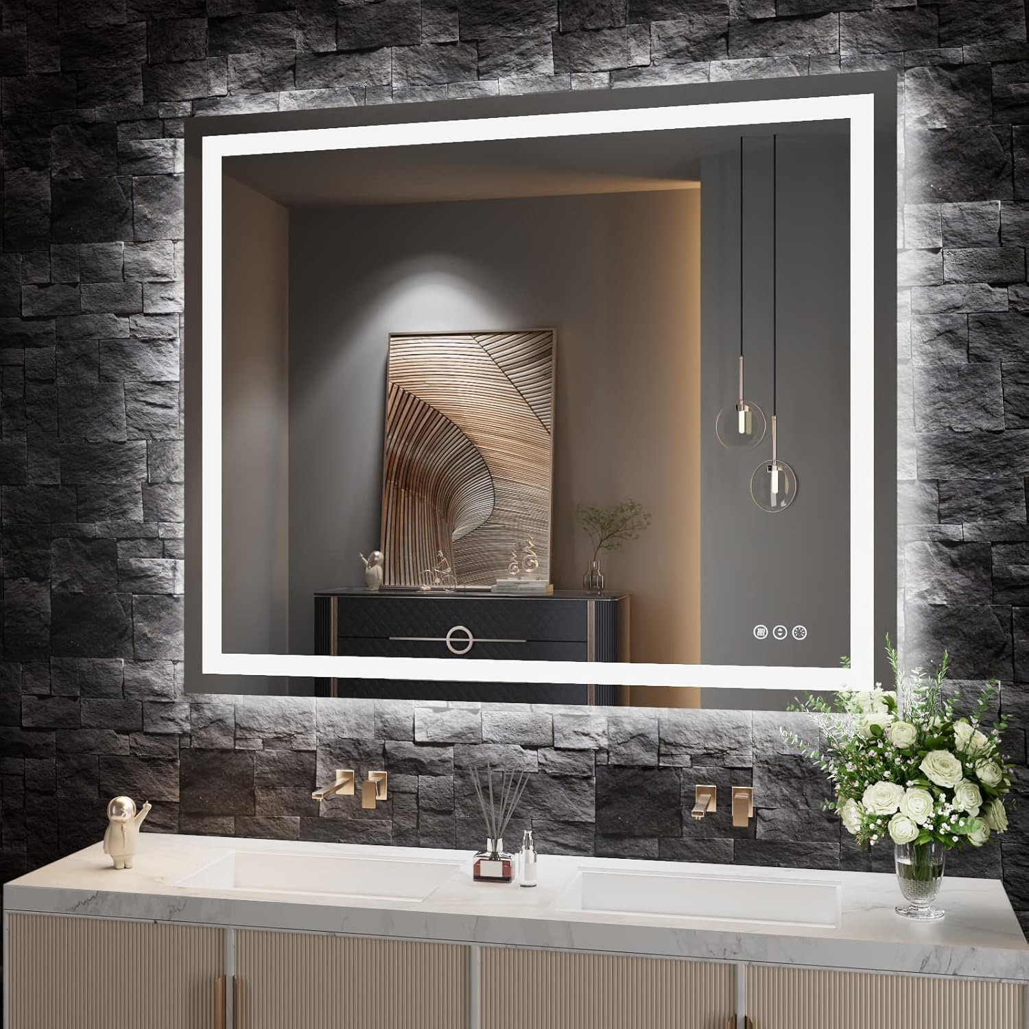 Amorho LED Bathroom Mirror with Front and Backlight Features