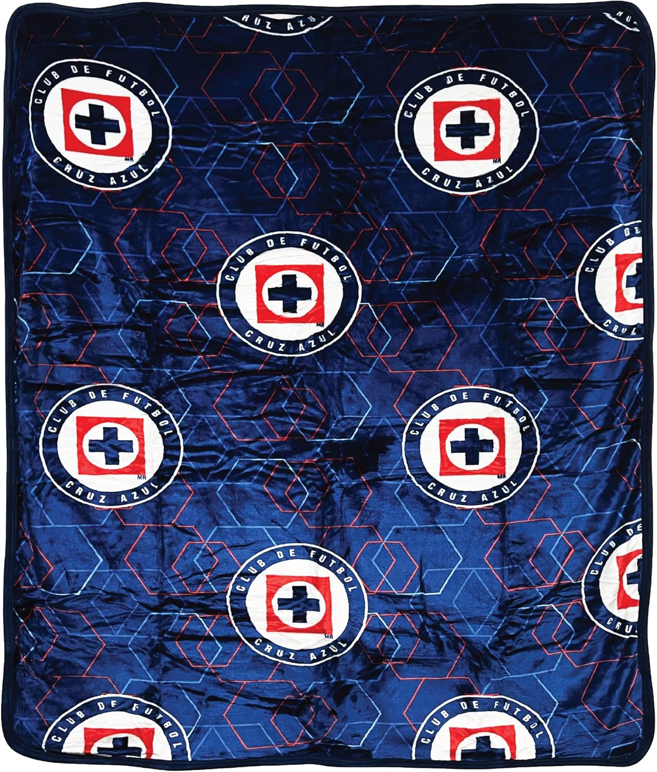 Cruz Azul Team Logo Blue Sherpa Lining Flannel Throw Blanket
