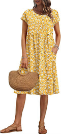 AUSELILY Women's Summer Knee-Length Loose Dress - Comfortable Casual
