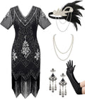 SWEETV YESSA Women's 1920s Flapper Dress with Accessories - Gatsby