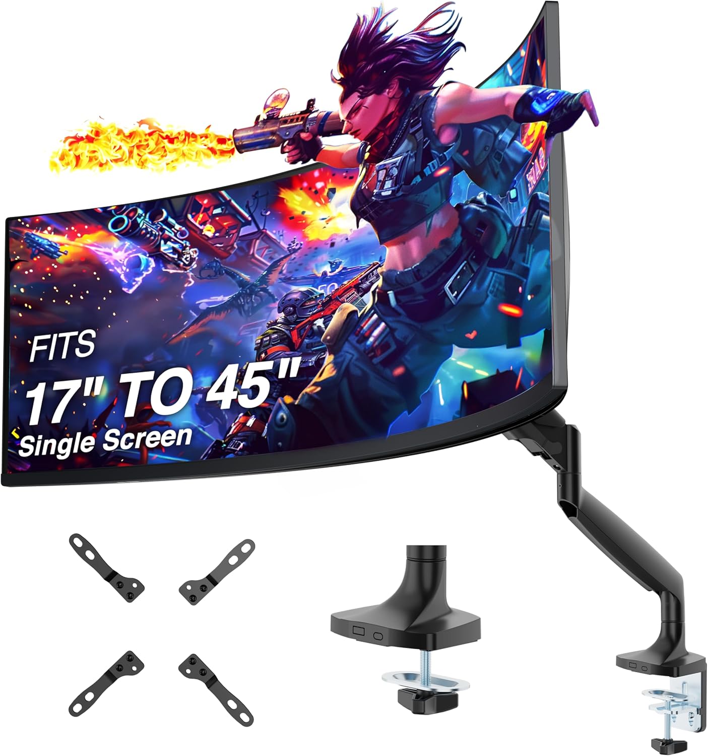 AVLT Single Monitor Arm Desk Mount for 17 to 45 Inch Screens