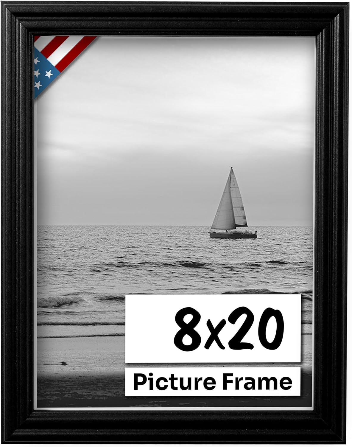Black 8x20 Picture Frame - Handmade Solid Wood Frame Decor
