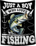 Just A Boy Who Loves Fishing Blanket Gifts Funny Fishing Throw