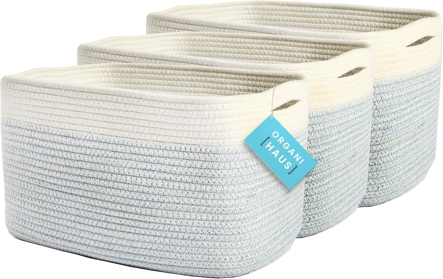 OrganiHaus Set of 3 Woven Storage Baskets for Home Organization