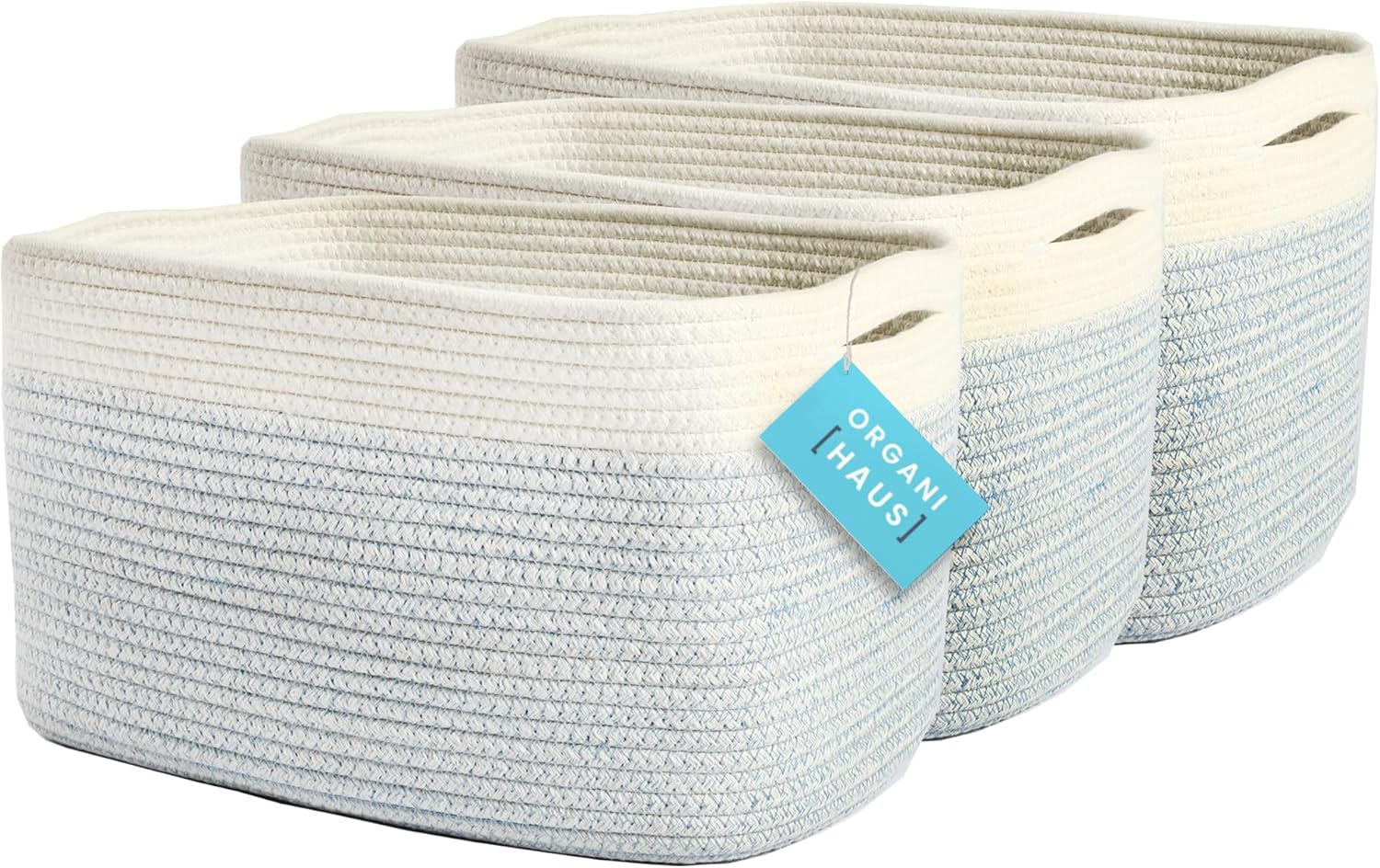 OrganiHaus Set of 3 Woven Storage Baskets for Home Organization