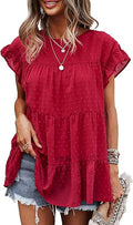 KIRUNDO Summer Women's Tunic Tops with Ruffle Neck and Floral Print