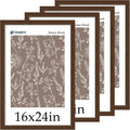 16x24 Wood Frame 4 Pack - Brown Wood Grain Frames for Photos