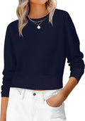 Womens Long Sleeve Cropped Crew Neck Sweater - Lightweight Fall Top Do