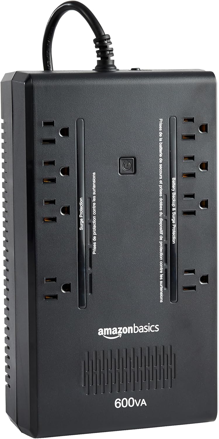 Compact 600VA UPS Battery Backup & Surge Protector for Home