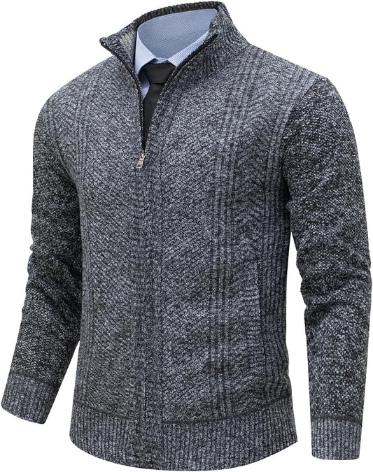 Msmsse Mens Cardigan Sweaters Full Zip Up Stand Collar Style