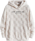 Verdusa Men's Fuzzy Pullover Hoodie Long Sleeve Letter Embroidery