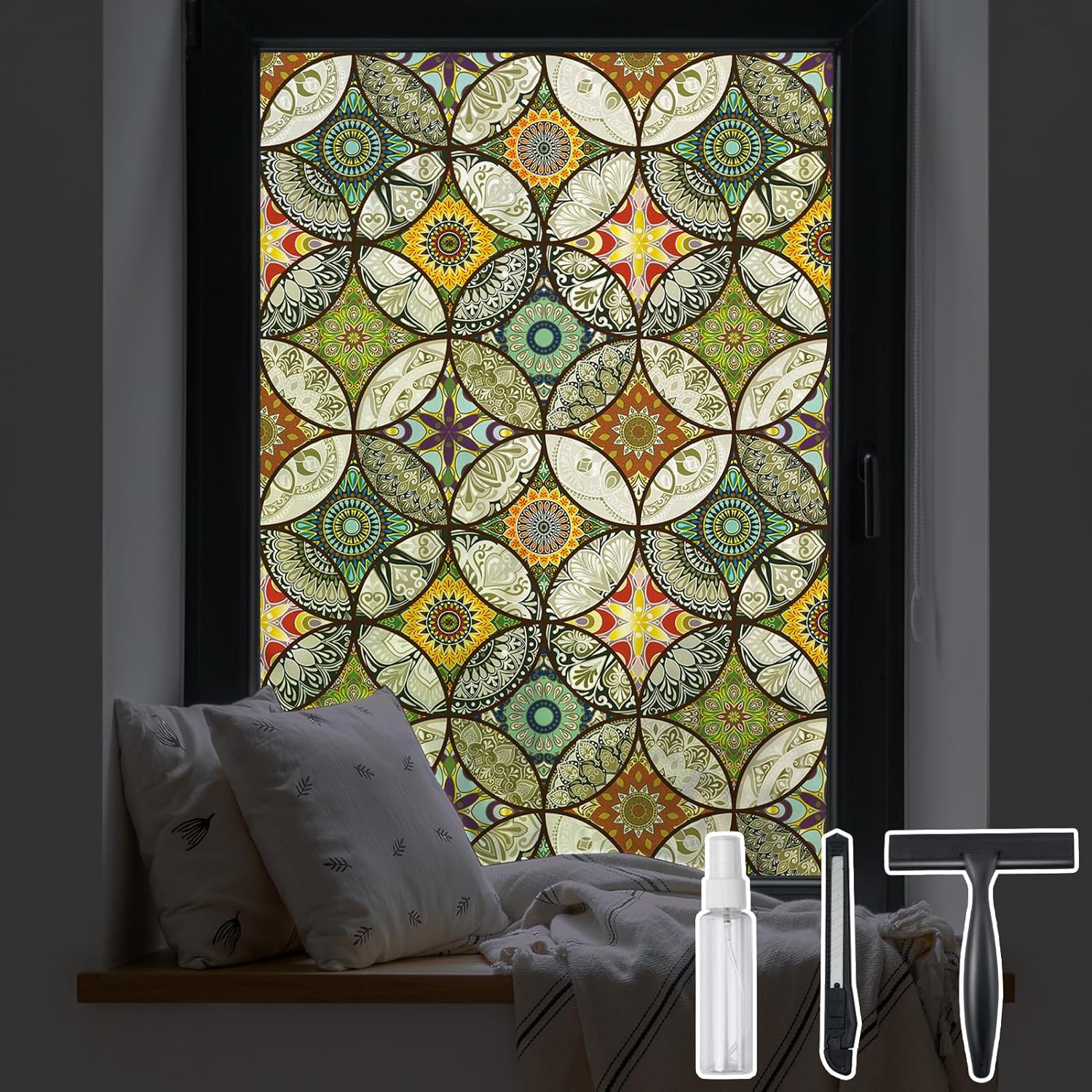 DKTIE Static Cling Decorative Window Film for Privacy and Style