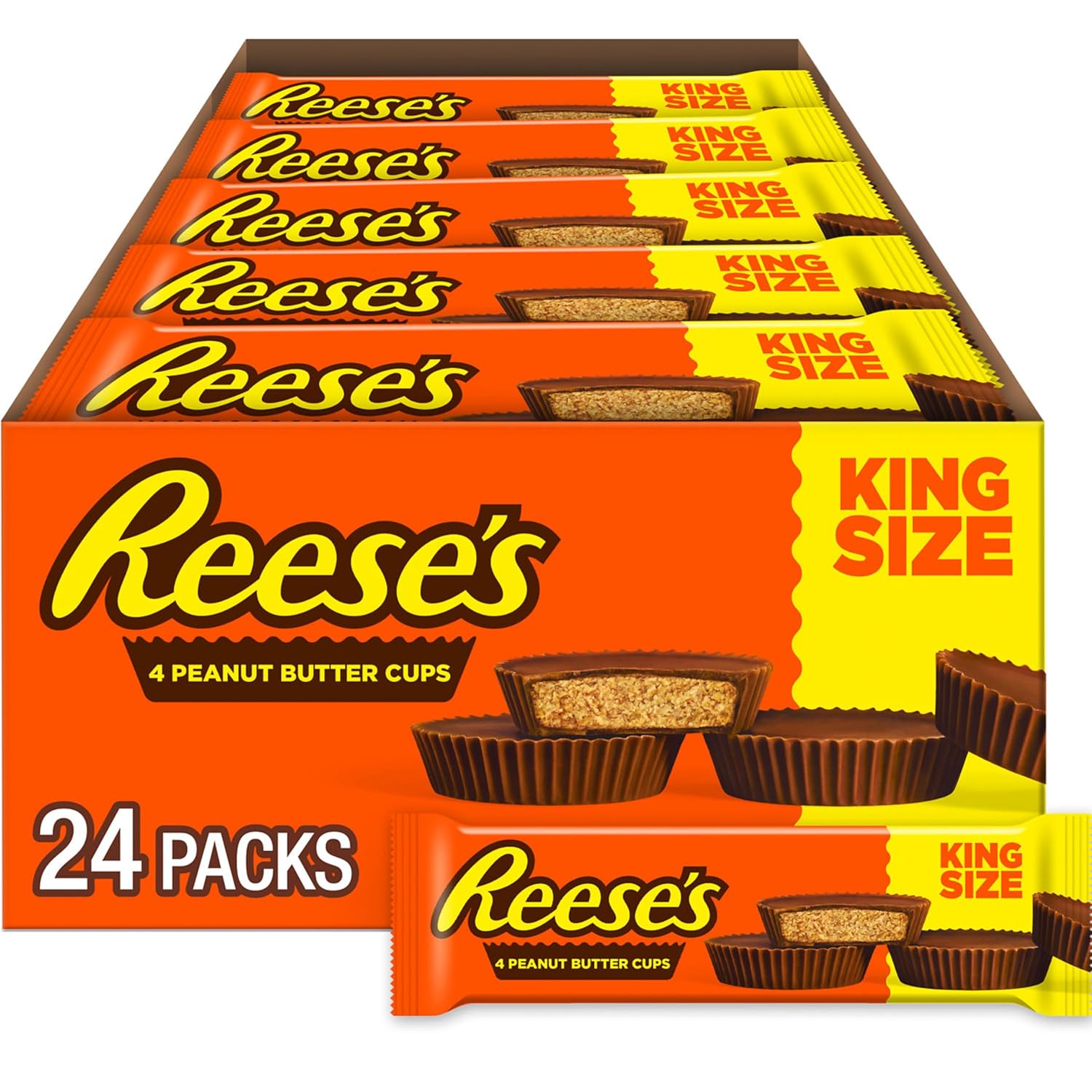 REESE'S Milk Chocolate King Size Peanut Butter Cups Candy Packs