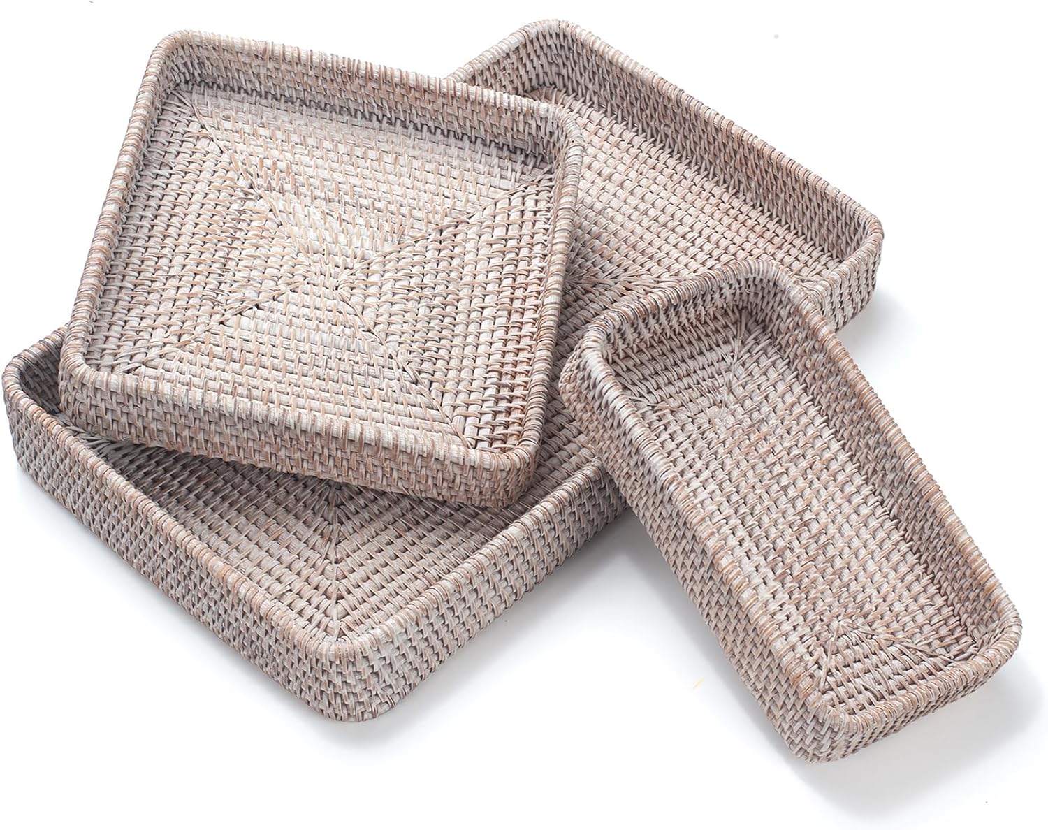 Rattan Serving Tray Set of 3 for Kitchen and Bathroom Use