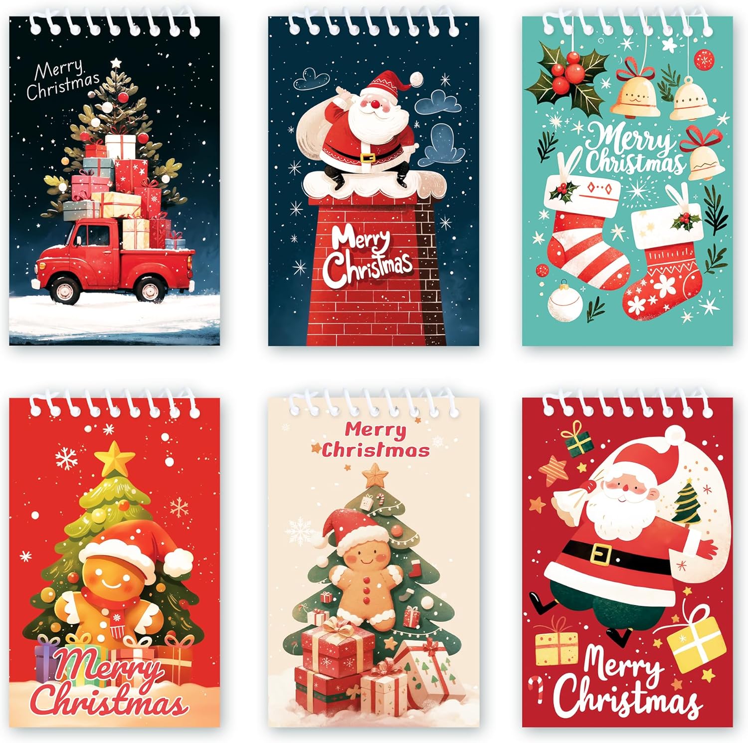 Christmas Mini Spiral Notepads for Kids - Festive Memo Books