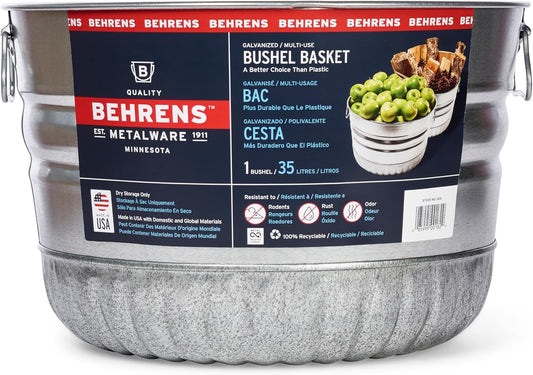 Behrens Galvanized Bushel Basket for Vintage Style Storage