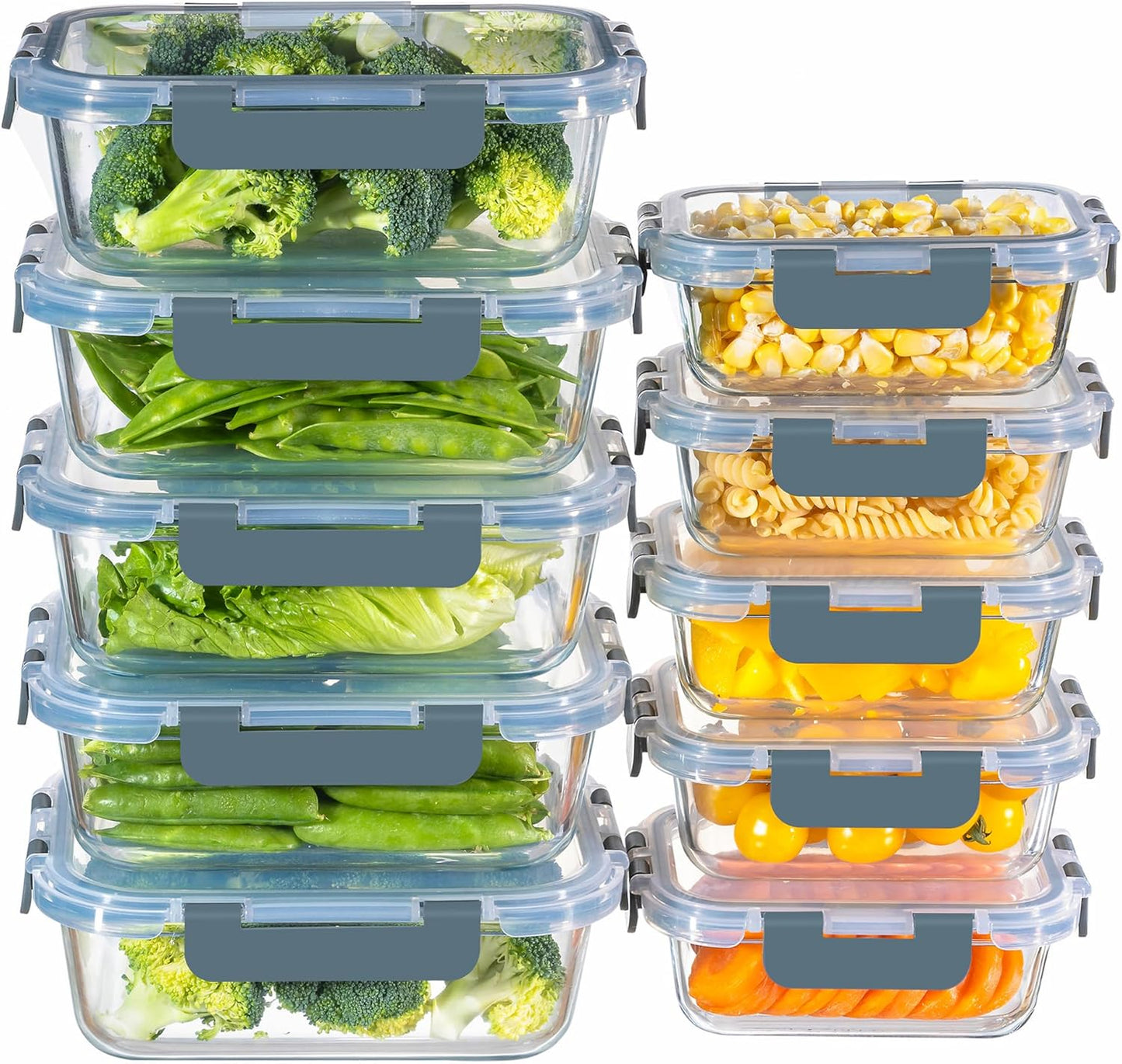 MFY 10-Pack Glass Storage Containers with Lids for Meal Prep