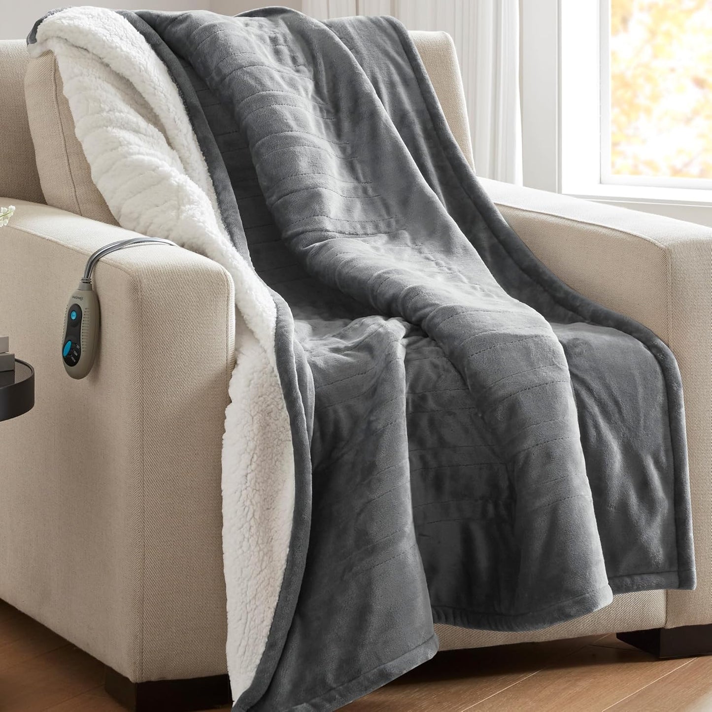 Beautyrest Heated Throw Blanket - Soft, Warm, Reversible Plush