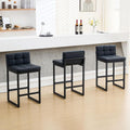 Bar Stools Set of 3 26in Counter Height - Modern Padded Low-Back