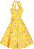 Casual Halter Sundress Retro A-Line Summer Dress - Flattering Fit