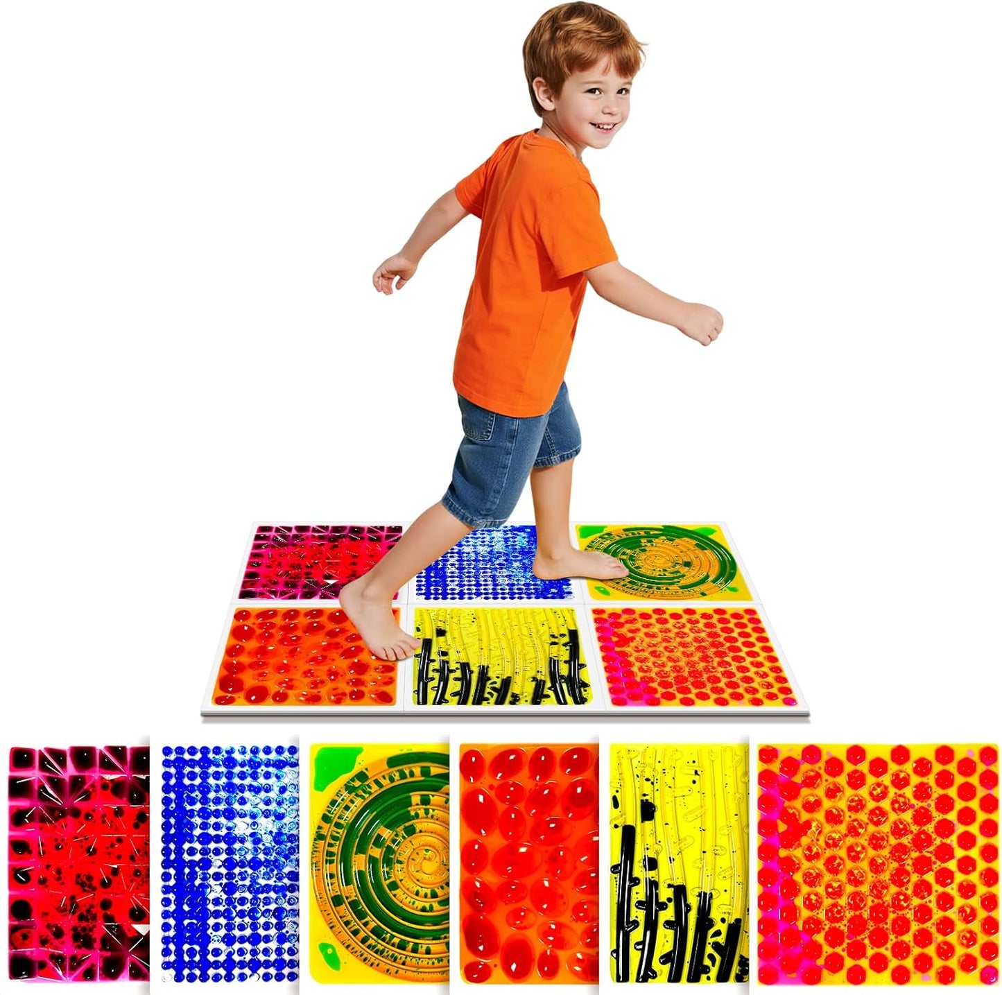 Liquid Sensory Floor Tiles for Kids - Interactive Color-Flow Set
