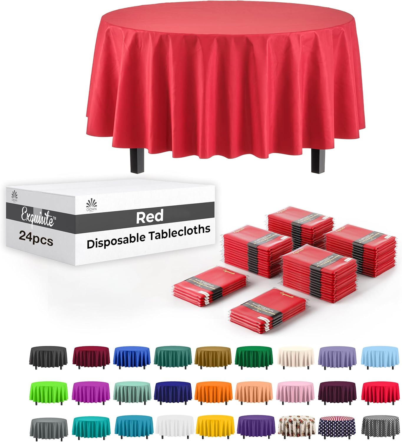 Party Solids Red Round Plastic Tablecloths for Every Occasion