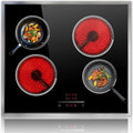 24 Inch Electric Cooktop 4 Burner Ceramic Stove - Powerful 6000W