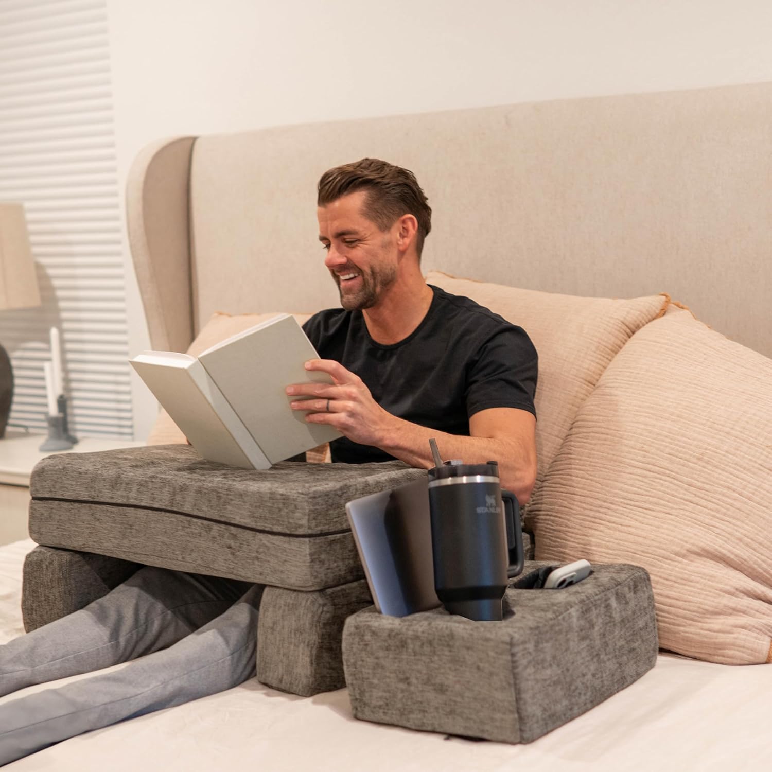 Versatile Arm Rest Gaming Pillow for Petite Adults & Teens in Grey