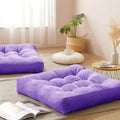 Square Tufted Corduroy Floor Cushion 22x22 in Purple - Comfort