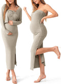 Maternity Tube Dress 2-Piece Set - Stylish, Stretchy Comfort