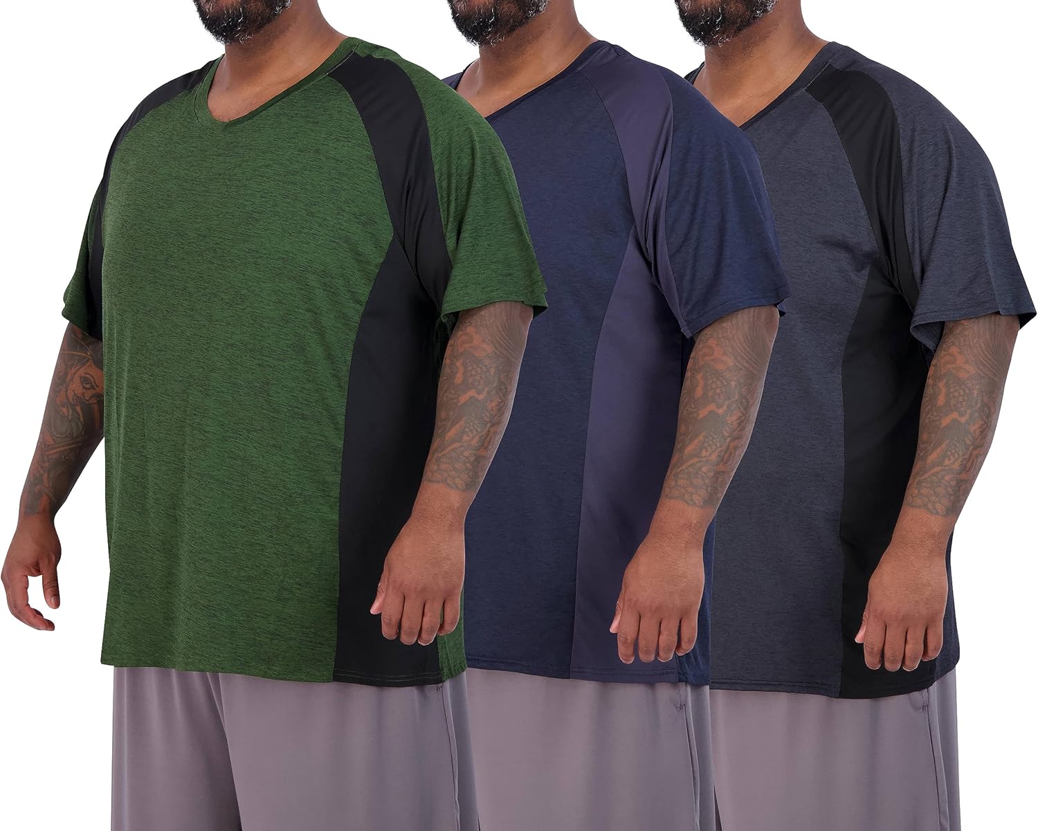 Real Essentials Big & Tall Men's V-Neck Athletic T-Shirts