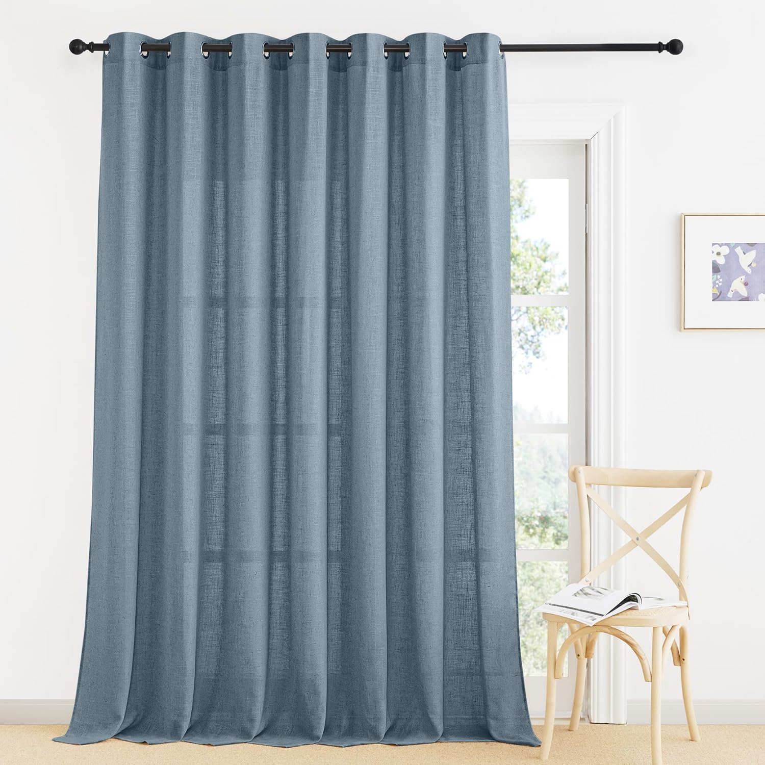 RYB HOME Linen Blended Curtains for Natural Light Filtering
