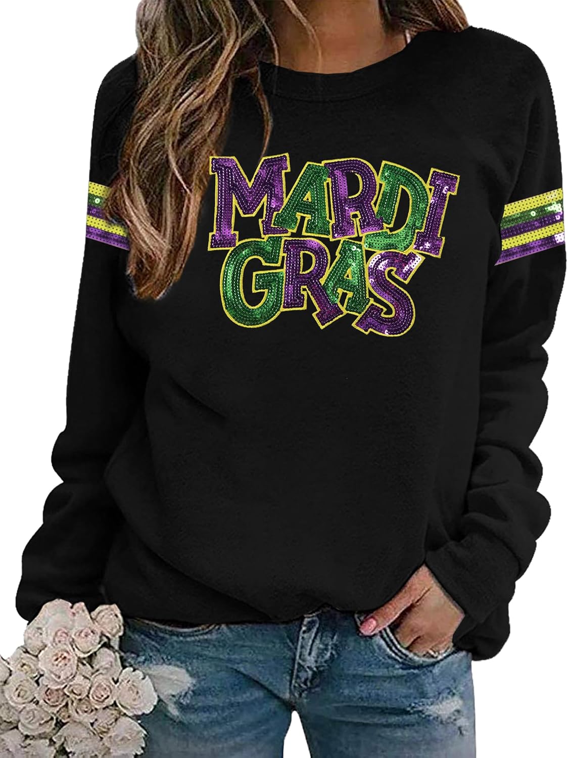DUTUT Sparkly Mardi Gras Women's Sweatshirt